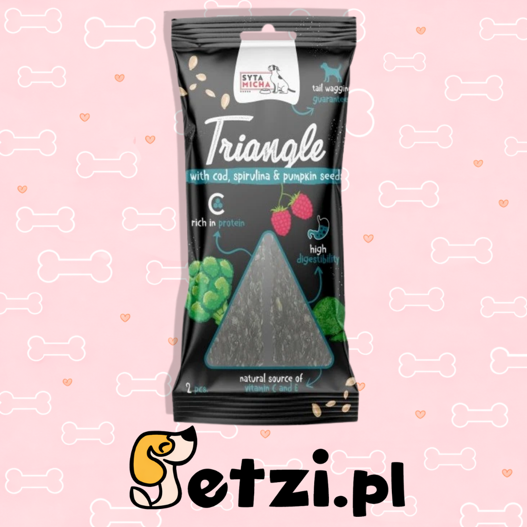 SYTA MICHA GRYZAK DLA PSA TRÓJKĄT DORSZ Z JELENIEM I SPIRULINĄ 2 SZT