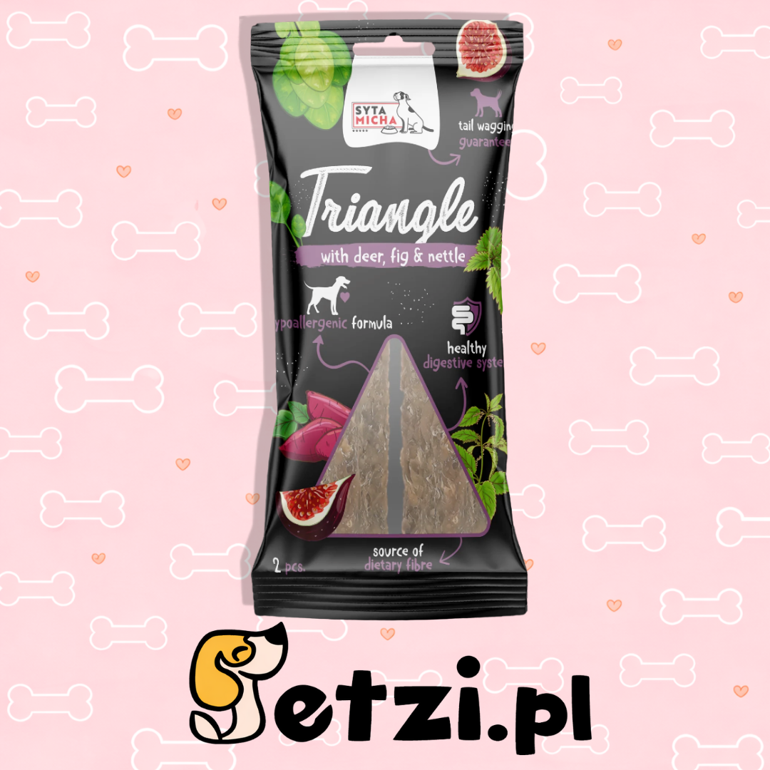 SYTA MICHA GRYZAK DLA PSA TRÓJKĄT JELEŃ Z FIGĄ I POKRZYWĄ 2SZT