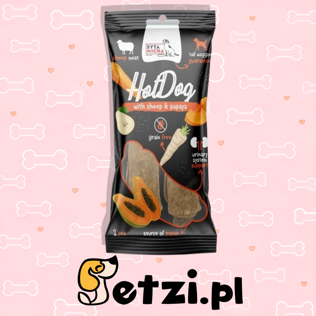 SYTA MICHA HOT DOG GRYZAK DLA PSA WARZYWNY W SKÓRZE OWCY 2SZT