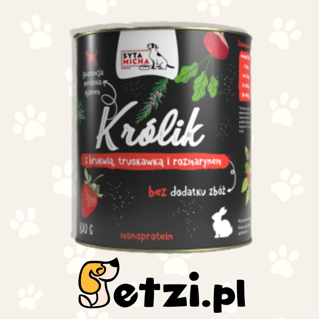 SYTA MICHA MOKRA KARMA DLA PSA KRÓLIK Z BRUKWIĄ I TRUSKAWKĄ 800G