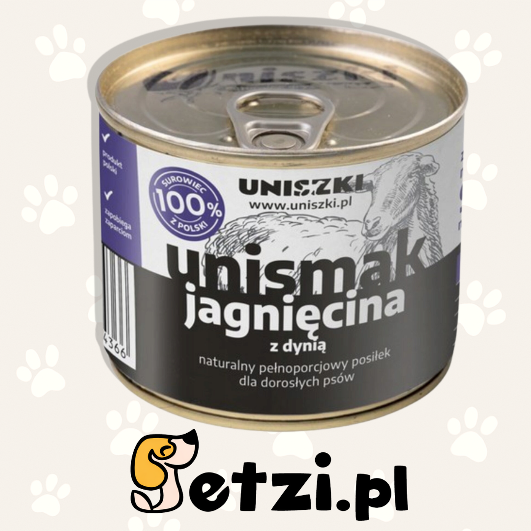 UNISZKI UNISMAK MOKRA KARMA DLA PSA JAGNIĘCINA Z KURCZAKIEM I DYNIĄ 200G