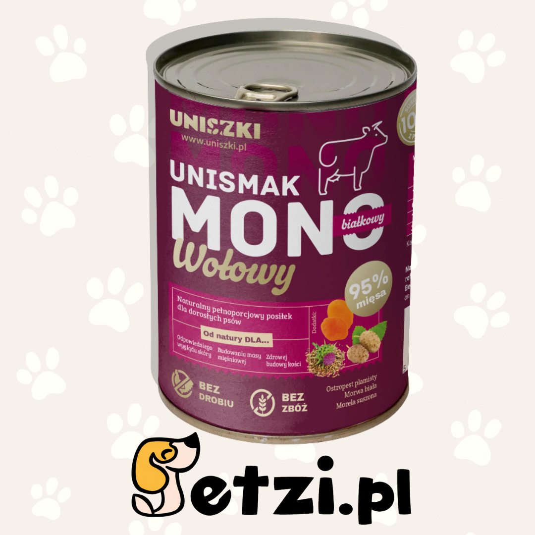 UNISZKI UNISMAK MOKRA KARMA DLA PSA MONOBIAŁKOWA WOŁOWINA 400G