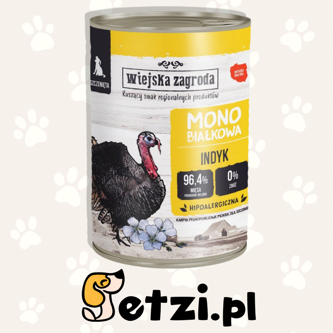 WIEJSKA ZAGRODA MONO JUNIOR MOKRA KARMA DLA PSA  INDYK 400G