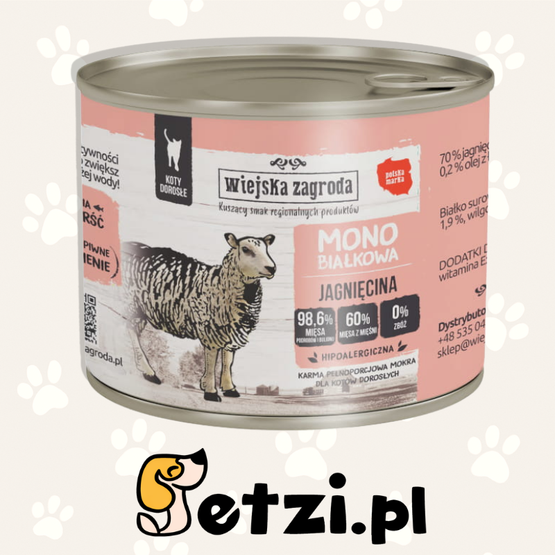 WIEJSKA ZAGRODA MONO MOKRA KARMA DLA KOTA JAGNIĘCINA 200G