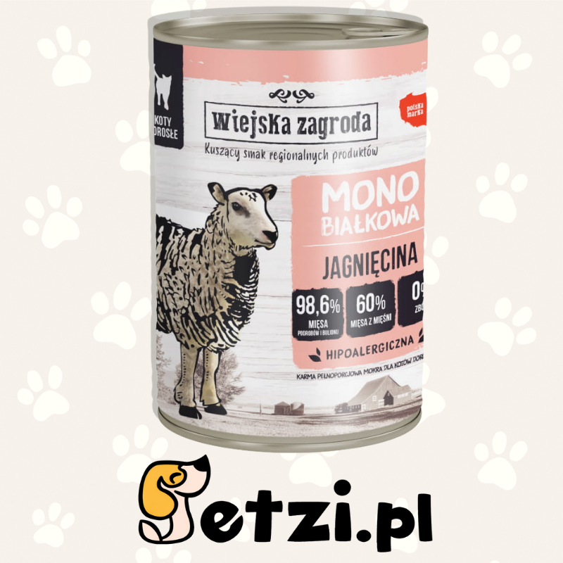 WIEJSKA ZAGRODA MONO MOKRA KARMA DLA KOTA JAGNIĘCINA 400G