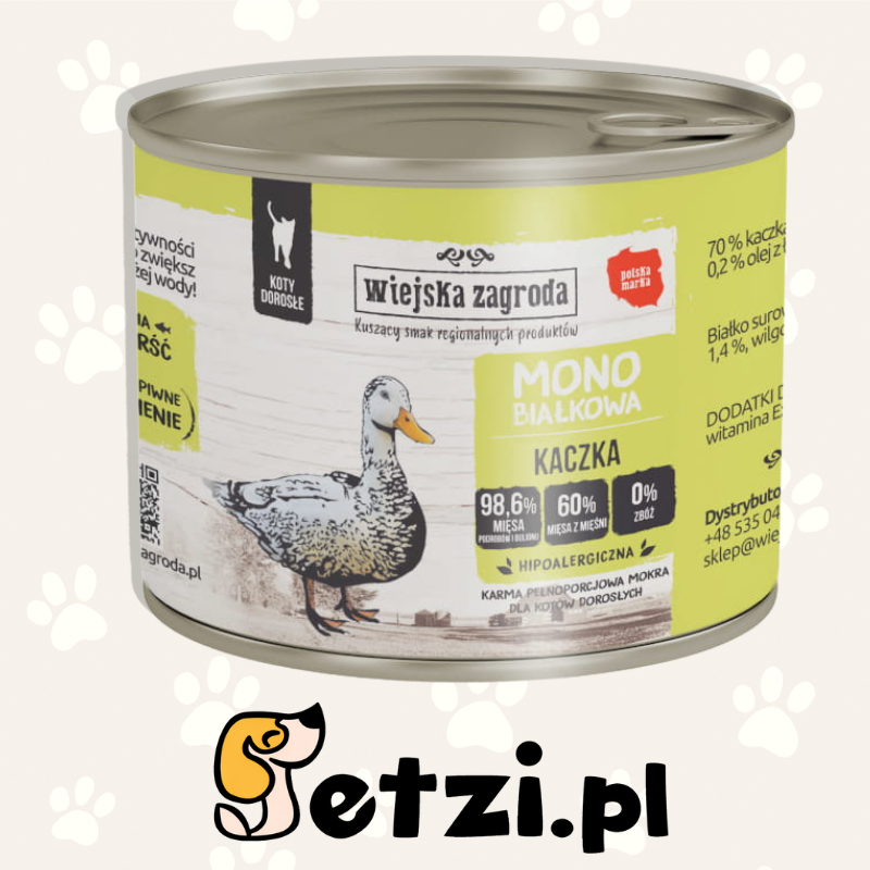 WIEJSKA ZAGRODA MONO MOKRA KARMA DLA KOTA KACZKA 200G