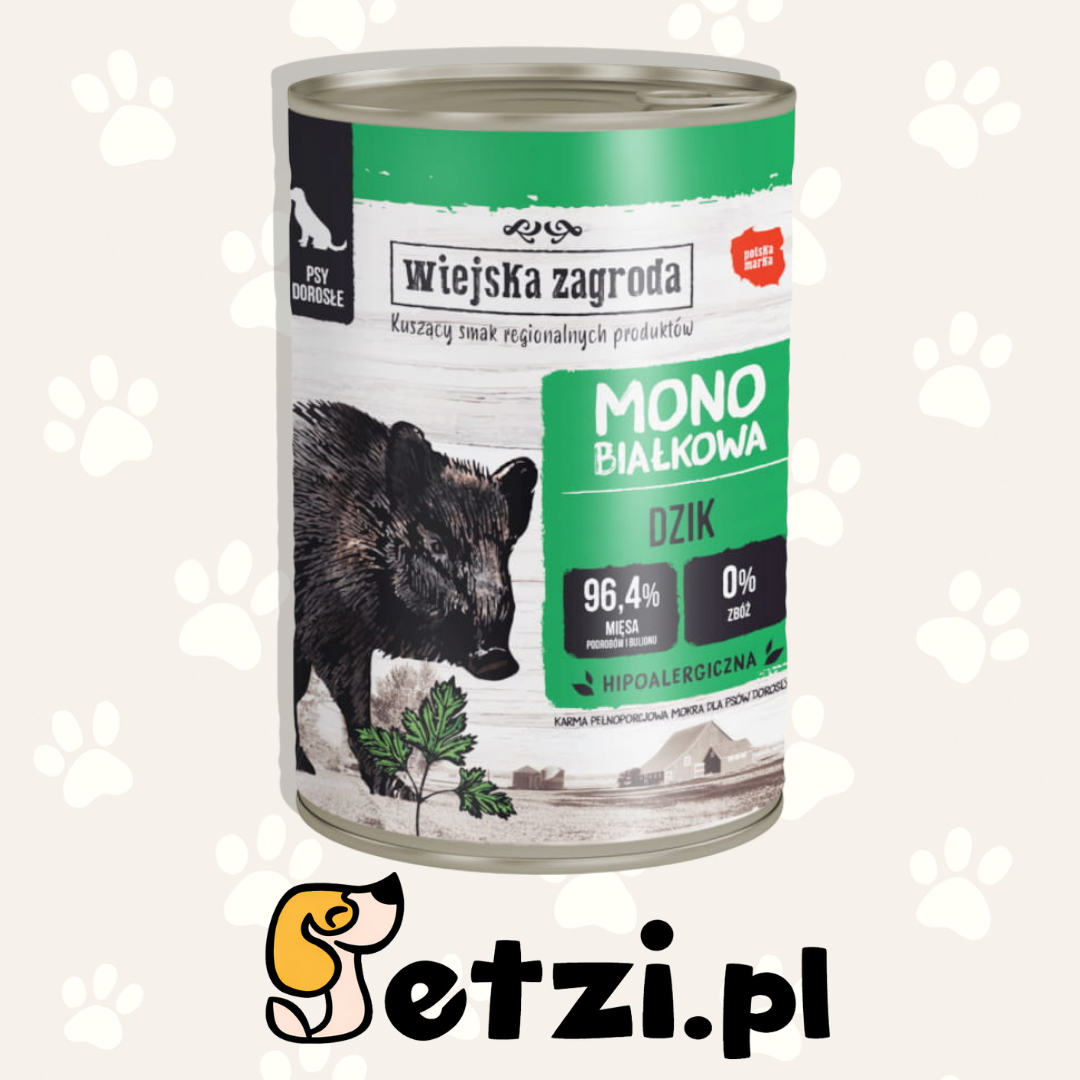 WIEJSKA ZAGRODA MONO MOKRA KARMA DLA PSA DZIK 400G