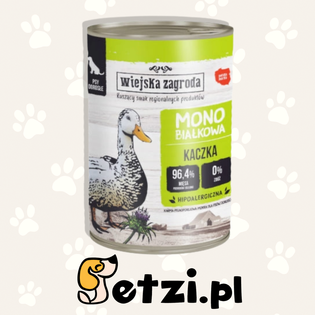 WIEJSKA ZAGRODA MONO MOKRA KARMA DLA PSA KACZKA 400G