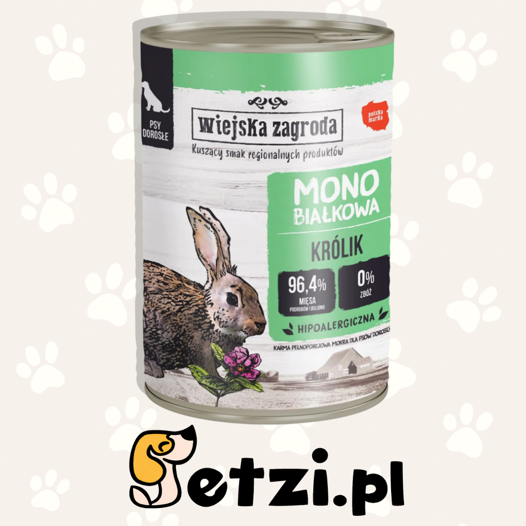 WIEJSKA ZAGRODA MONO MOKRA KARMA DLA PSA KRÓLIK 400G