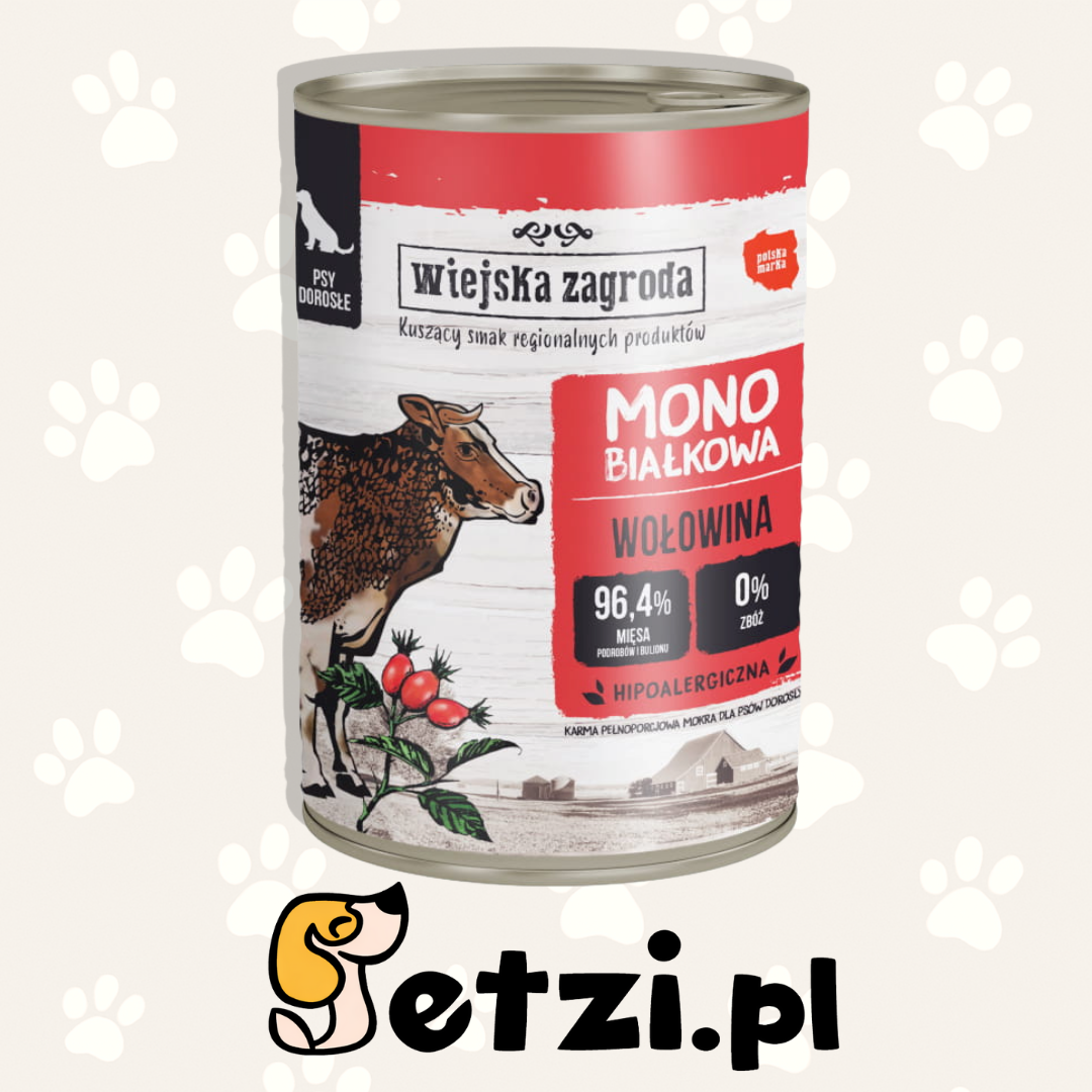 WIEJSKA ZAGRODA MONO MOKRA KARMA DLA PSA WOŁOWINA 400G