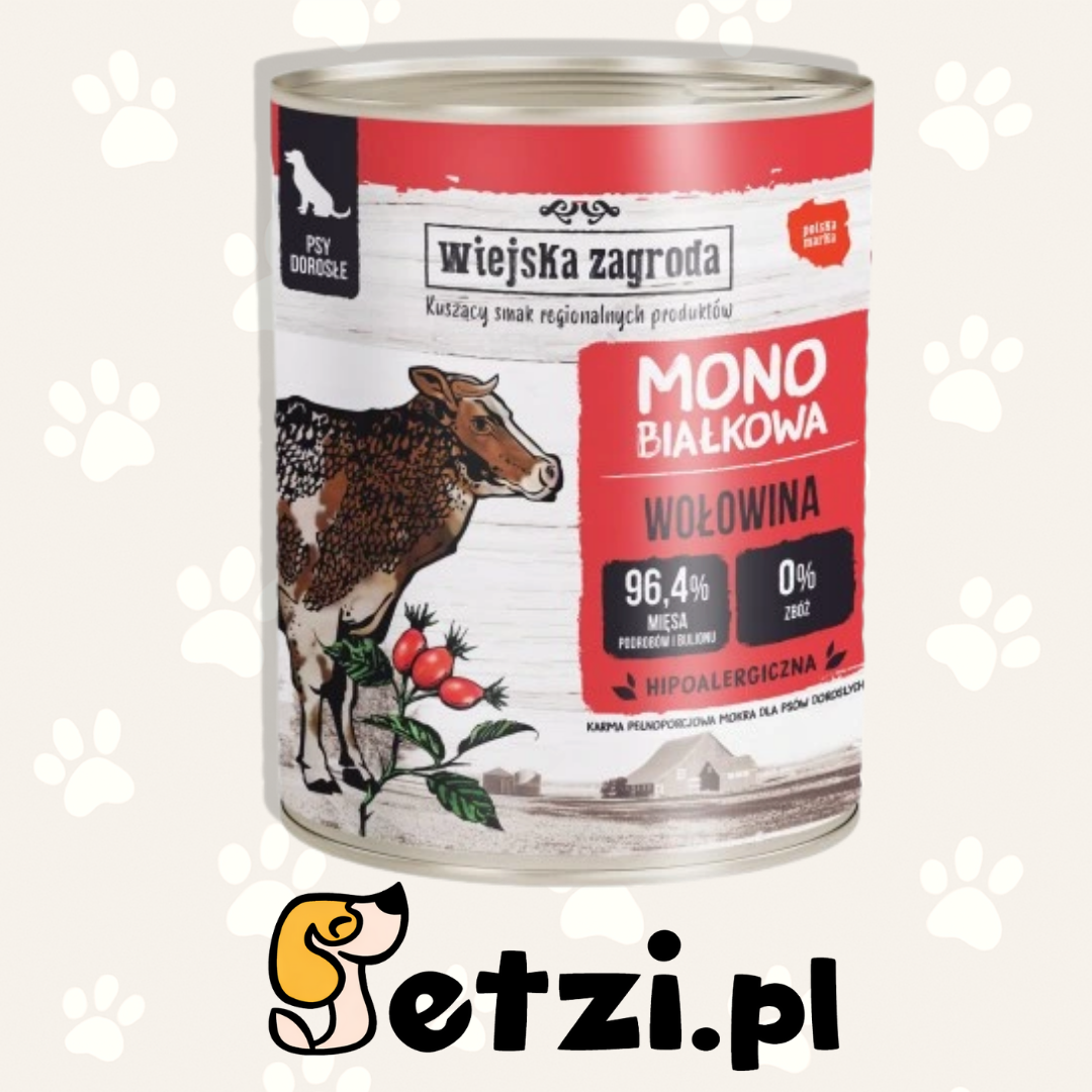 WIEJSKA ZAGRODA MONO MOKRA KARMA DLA PSA WOŁOWINA 800G