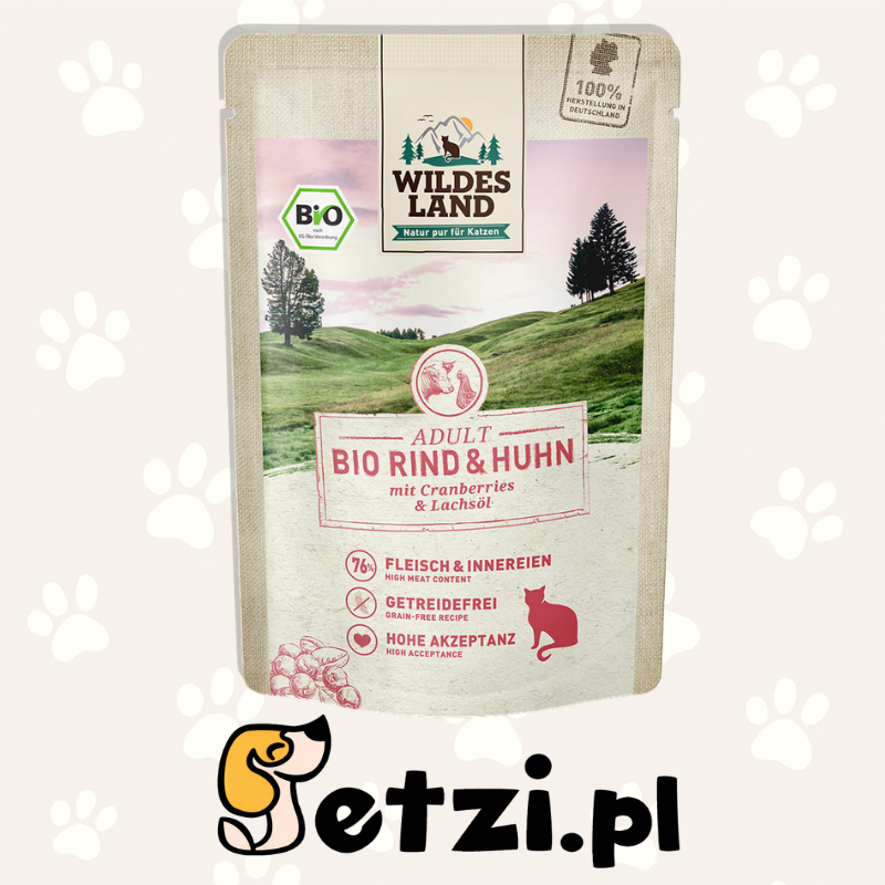 WILDES LAND MOKRA KARMA DLA KOTA BIO RIND HUHN 85G