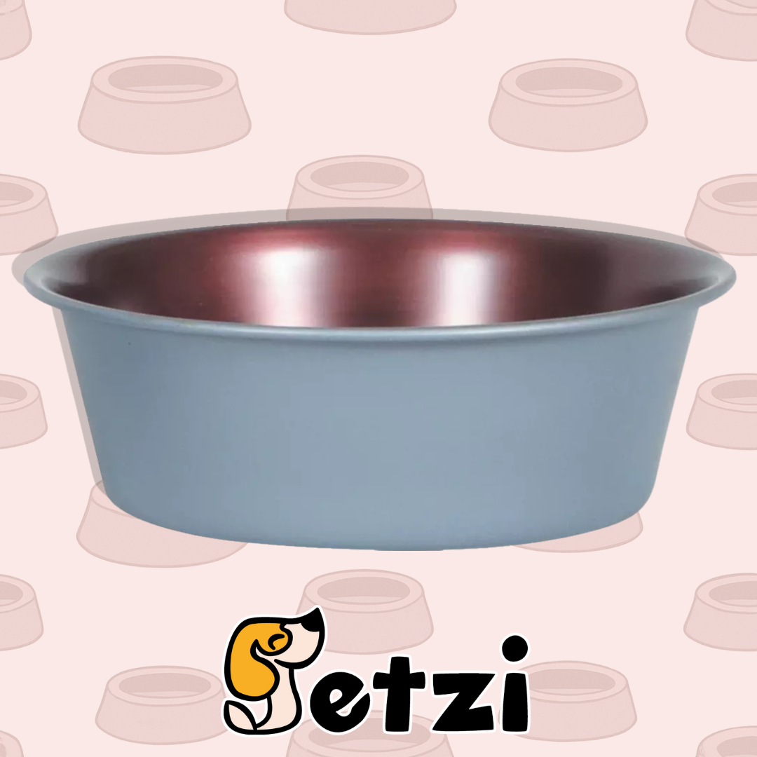 ZOLUX MISKA ANTYPOŚLIZGOWA INOX COPPER KOL. SZARY STALOWY/MIEDZIANY - RÓŻNA POJEMNOŚĆ