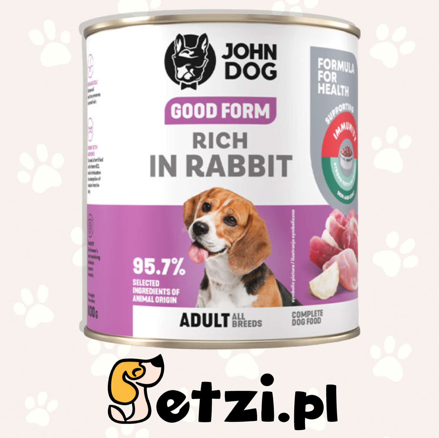 JOHN DOG GOOD FORM MOKRA KARMA DLA PSA BOGATA W KRÓLIKA 800G