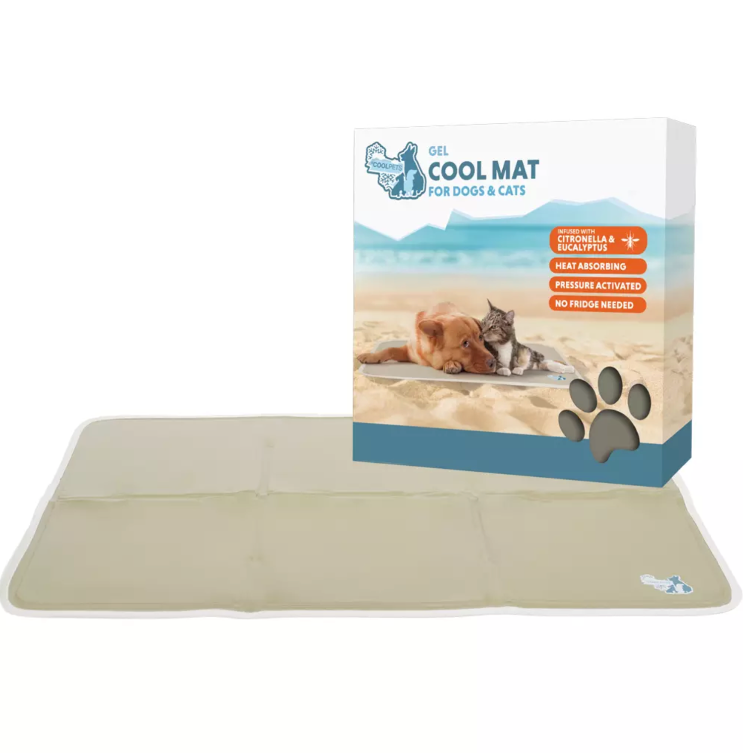COOLPETS PREMIUM SOLID GEL COOLMAT, BEIGE, XL