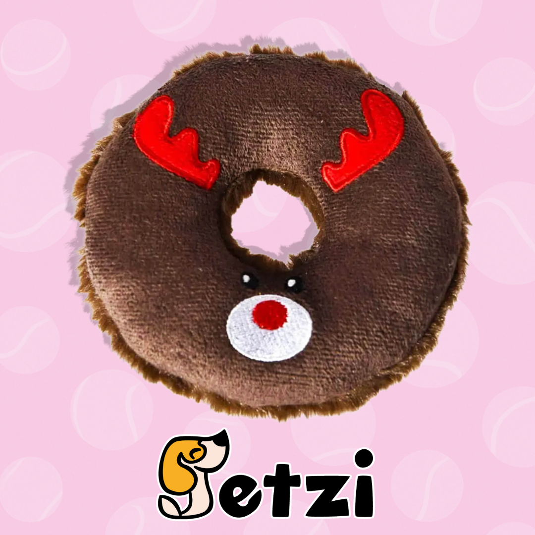 BUBA ŚWIĄTECZNY, PLUSZOWY DONUT DLA PSA - RENIFER