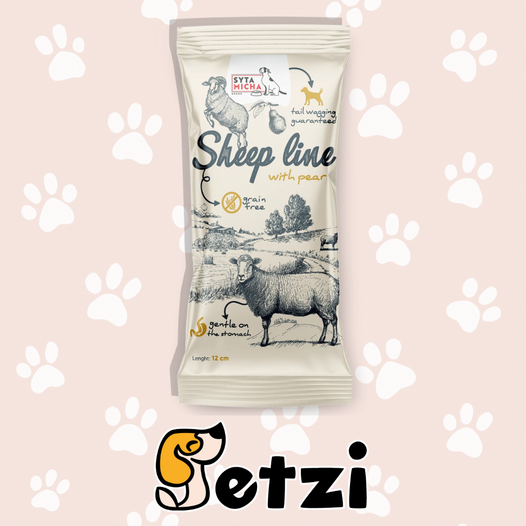 SYTA MICHA SHEEP LINE 12 CM – KOŚĆ DO ŻUCIA ZE SKÓRY OWCZEJ – RÓŻNE RODZAJE