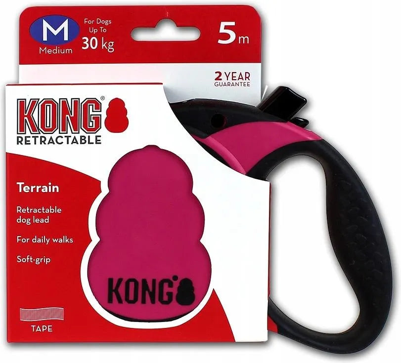 KONG RETRACTABLE LEASH TERRAIN PINK M (5M/30KG)