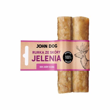 JOHN DOG SUSZONY GRYZAK DLA PSA RURKA ZE SKÓRY JELENIA 2 SZT 15CM