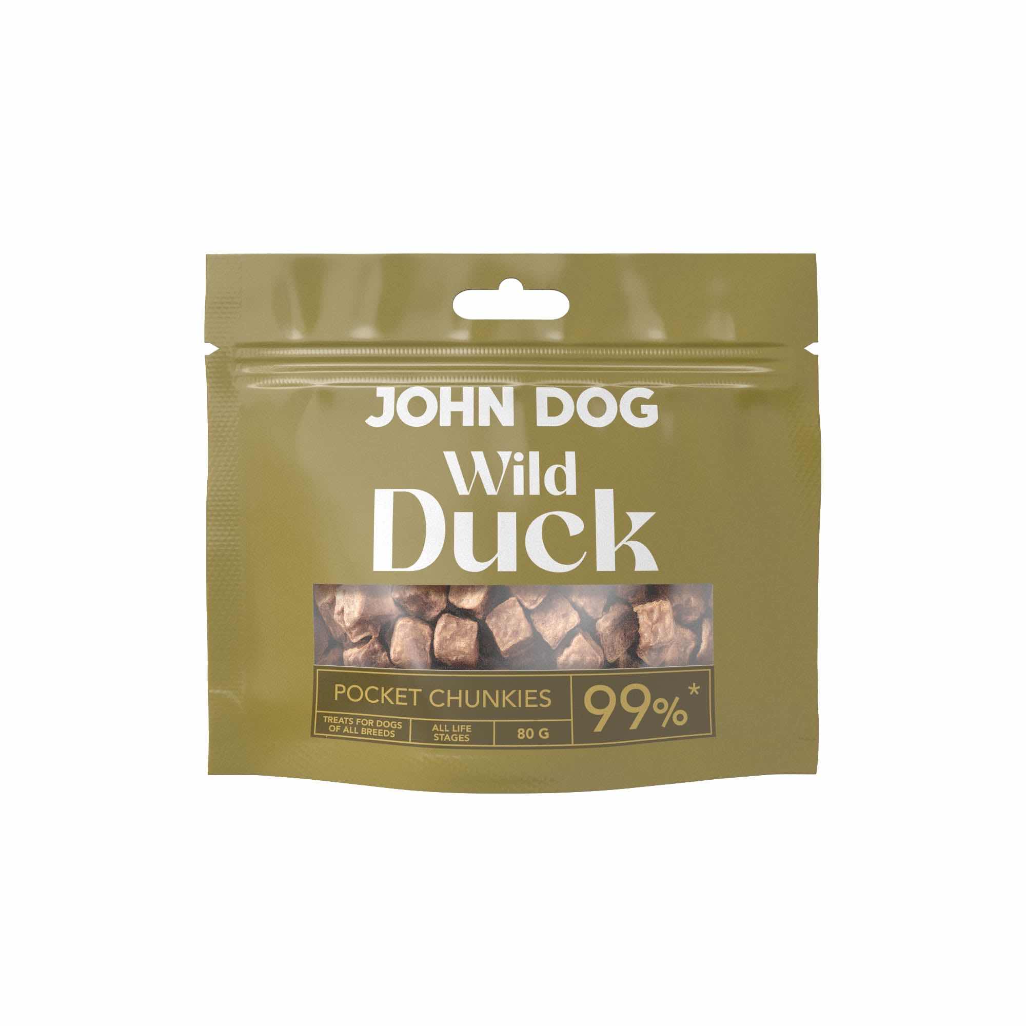 JOHN DOG PRZYSMAKI DLA PSA CHUNKIES WILD POCKET Z KACZKI 80G