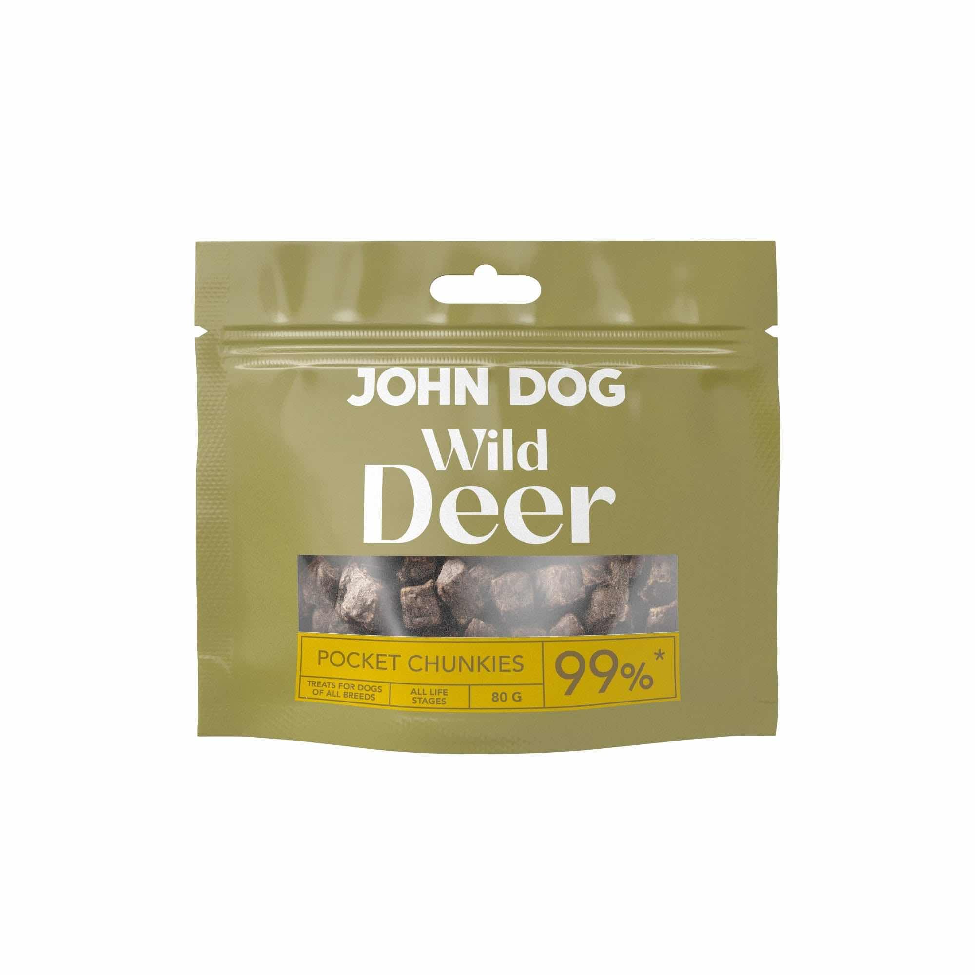 JOHN DOG PRZYSMAKI DLA PSA CHUNKIES WILD POCKET Z JELENIA 80G