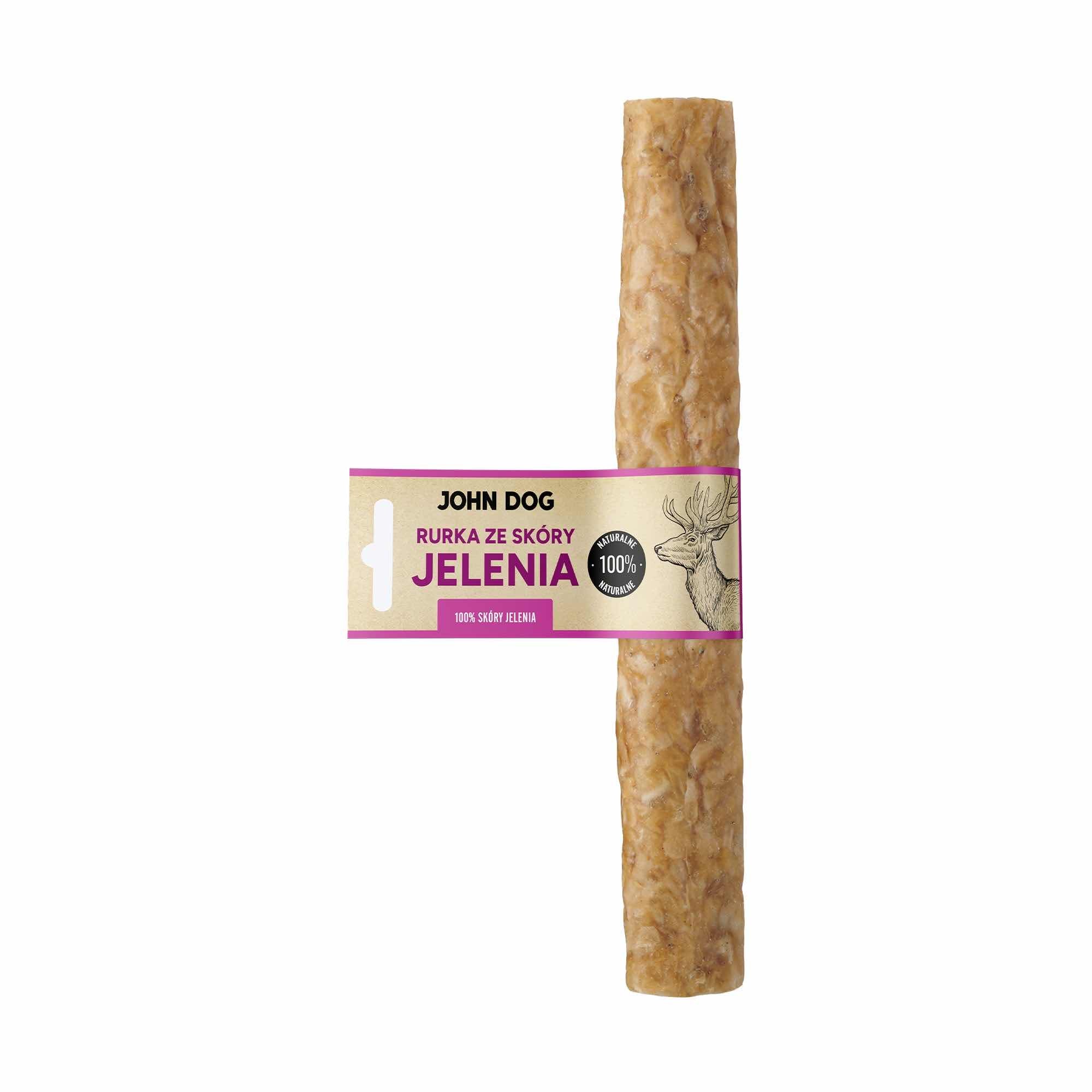 JOHN DOG SUSZONY GRYZAK DLA PSA RURKA ZE SKÓRY JELENIA 25CM