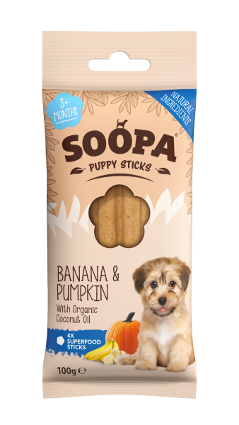 SOOPA STICKS PRZYSMAK DLA PSA PUPPY BANANA & PUMPKIN
