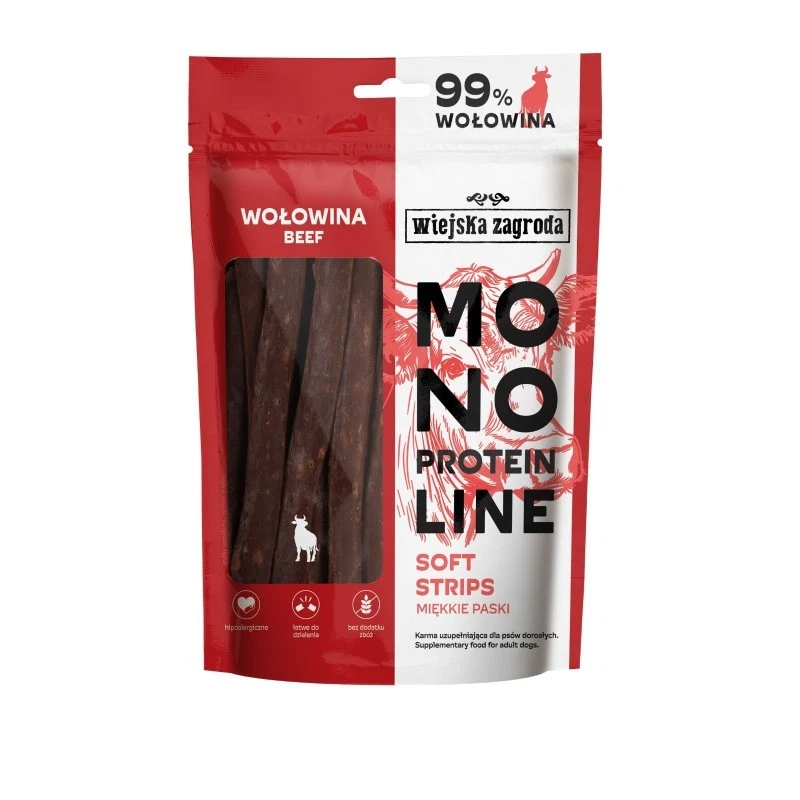 WIEJSKA ZAGRODA MONOPROTEIN SOFT STRIPS PRZYSMAKI DLA PSA WOŁOWINA 100G